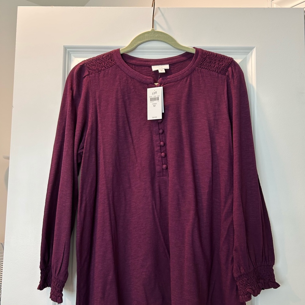 J. Jill Women's Long Sleeve Henley Top - Plum
